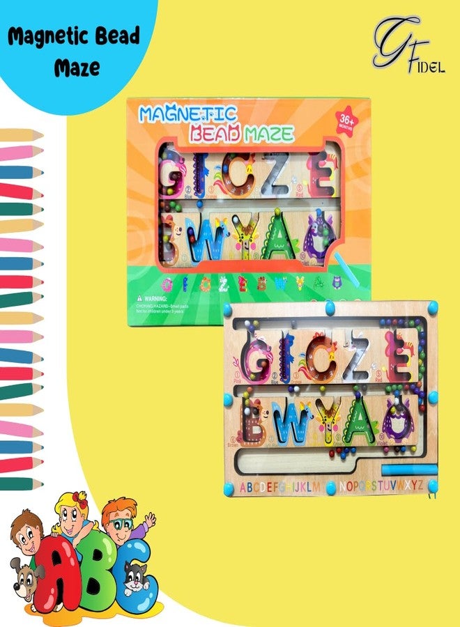 G.FIDEL Magnetic Bead Maze | Color Sorting |Counting Board | Early Education Puzzle Board | Cognitive Rainbow Beads,Wooden Magnetic Color Maze with Stick Inside for Kids Fun&Play - Image 4